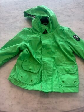 Tommy Hilfiger Neon Green Hooded Kids Rain Jacket